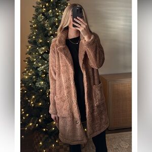 Long Sherpa cardigan/ light brown